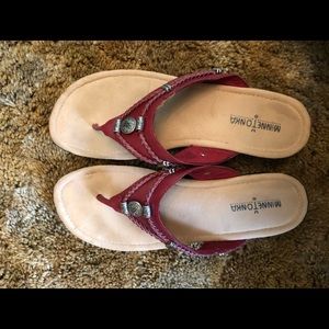 Red Minnetonka Flip Flops